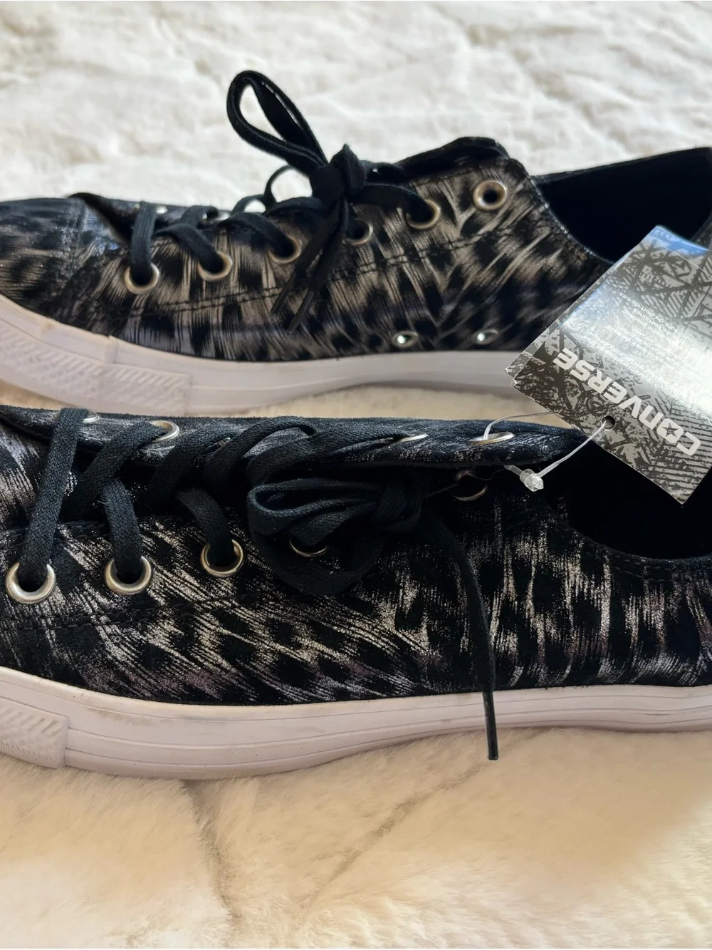 Converse Black and White Brushstroke Low-Top Sneakers